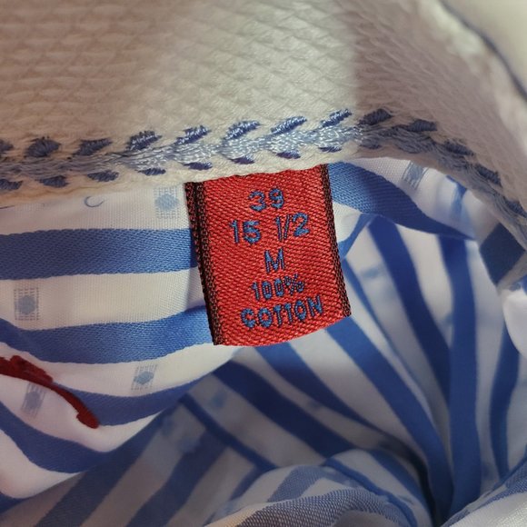 Robert Graham Dress Shirt Men Medium 15.5 / 39 Blue Striped Tailored Fit Vintage - Picture 3 of 16